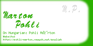 marton pohli business card